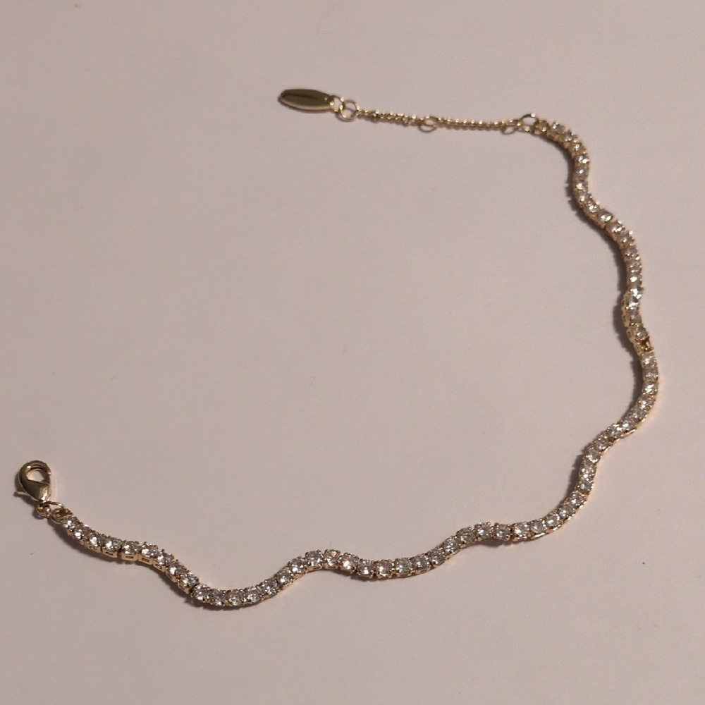 Serefina Gold Crystals Rhinestones Tennis Bracelet